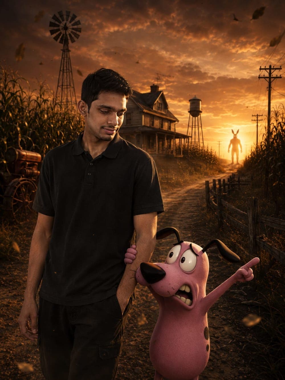 Photorealistic Character in a Spooky Cartoon-Inspired Adventure